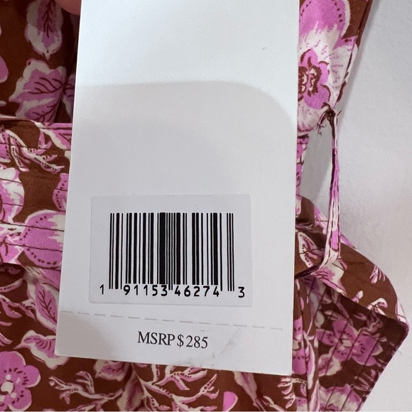 NWT Jason Wu One-shoulder A-line Floral Puff-sleeve Mini Dress, Pink/Brown, S - Picture 4 of 13